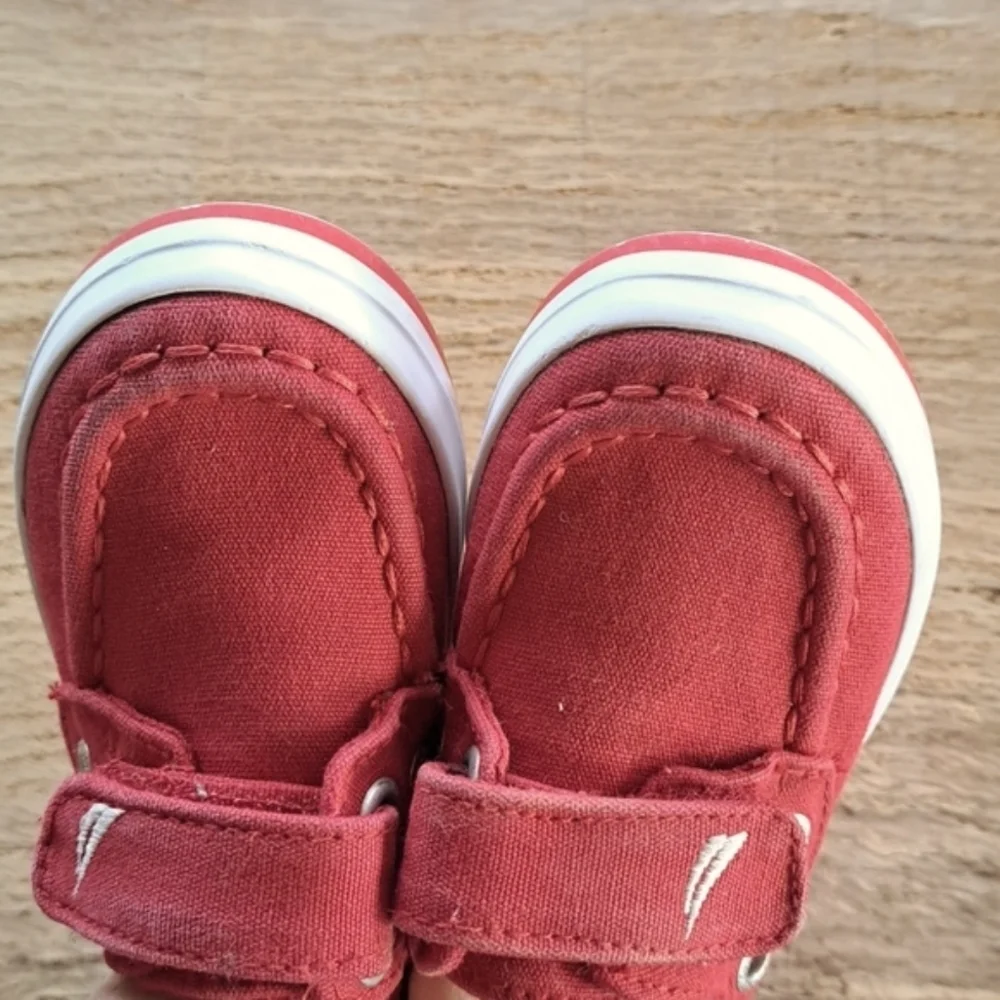 Nautica Baby Infant Velcro Strap Red Causal Loafers Nautical Boat Shoes